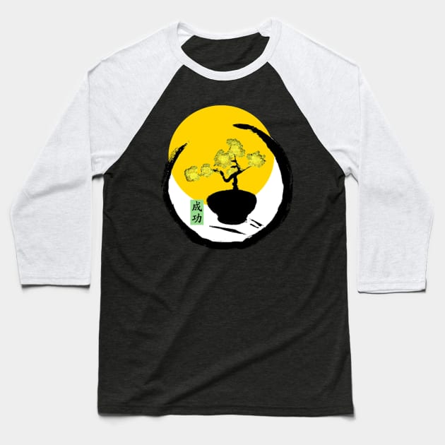 Sumi Bonsai - Enso circle design Baseball T-Shirt by Trippy Critters